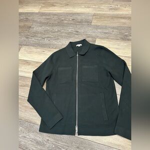 REISS Rivers Knitted Zip Through Jacket In Dark Green